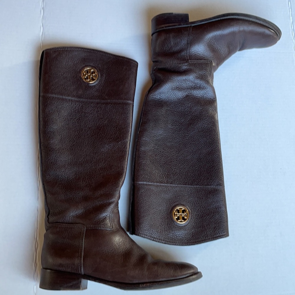 TORY BURCH BROWN LEATHER RIDING BOOTS SIZE 9.5
